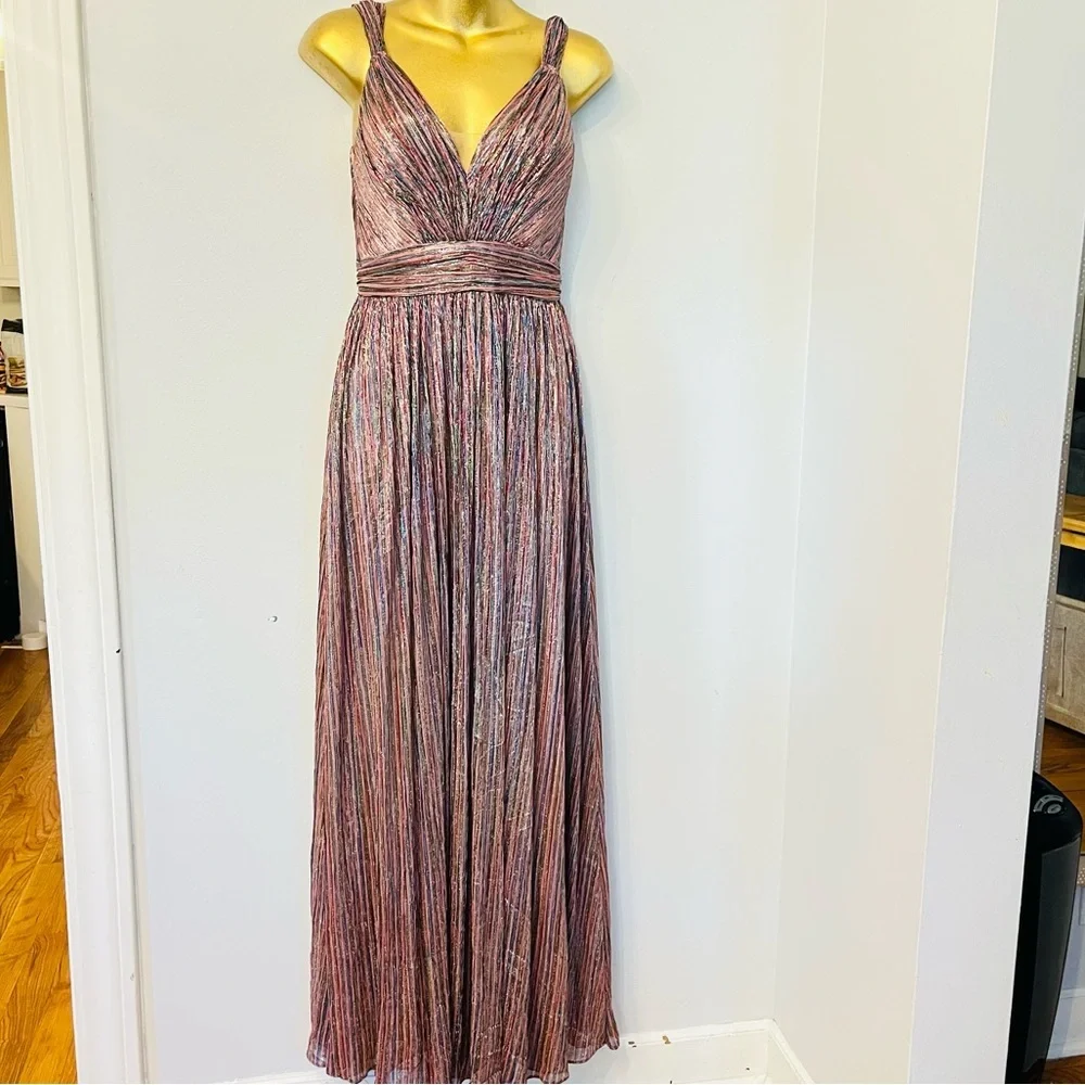 Catherine Deane Metallic Pleated Gown‎ Size 4 – Evening, Gala, Wedding Guest - Picture 2 of 7